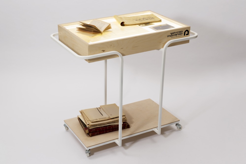 The display tables (courtesy of the Avie and Sarah Arenson Built Heritage Research Center at the Technion)